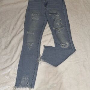 Forever 21 Denim Blue Ripped Skinny Jeans